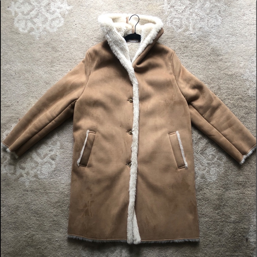 Uniqlo Faux Suede Faux Fur Lined Coat